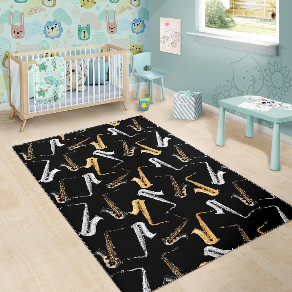 saxophone design pattern Area Rug