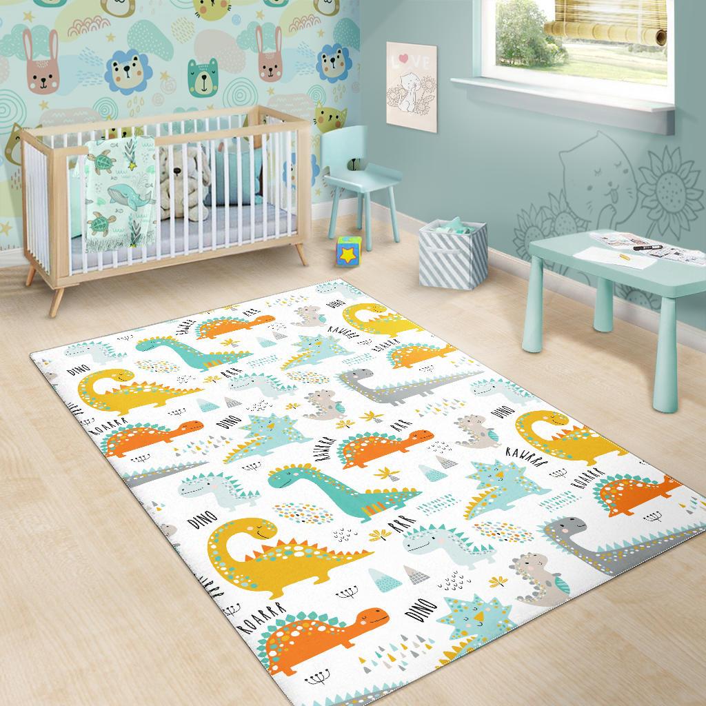 Cute funny kids dinosaurs pattern Area Rug