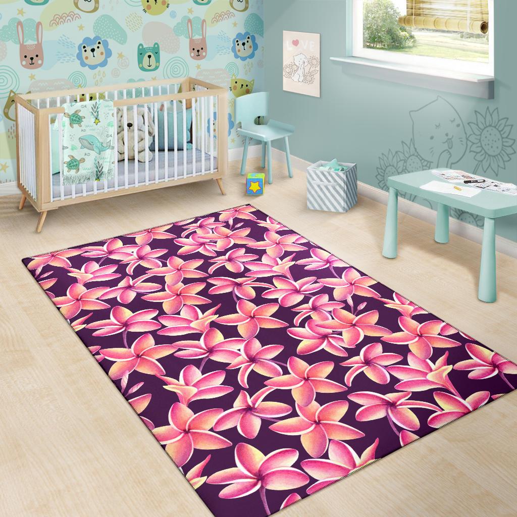 Purple Plumeria Pattern Print Design PM010 Area Rugs