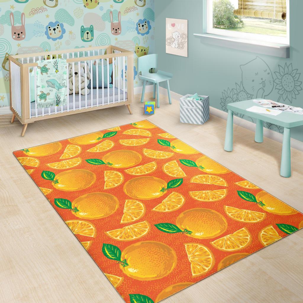 Orange Pattern background Area Rug