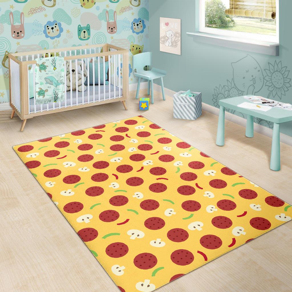 Pizza Salami Mushroom Texture Pattern Area Rug