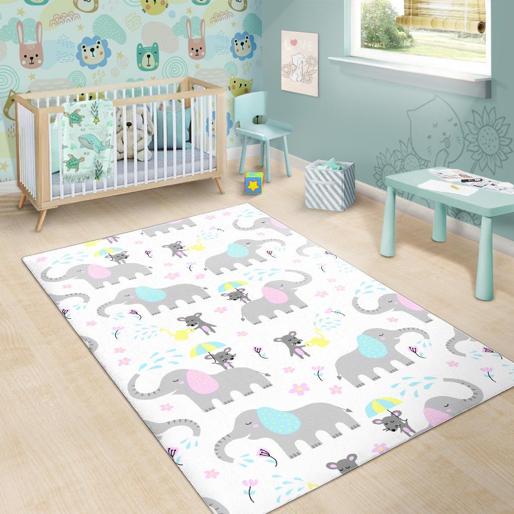Cute elephant mouse pattern Area Rug