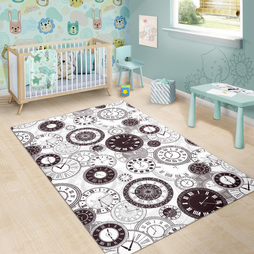 Classic vintage clock pattern Area Rug