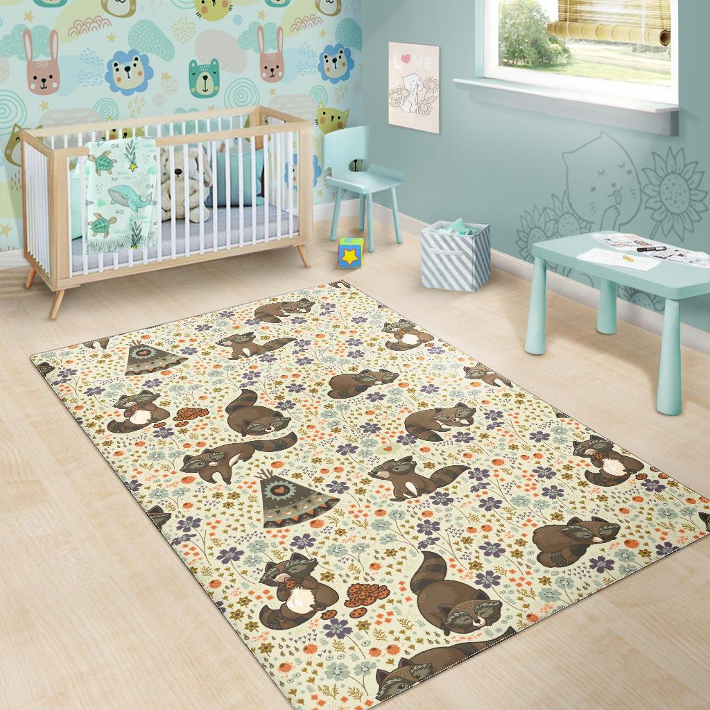Raccoon Pattern Area Rug