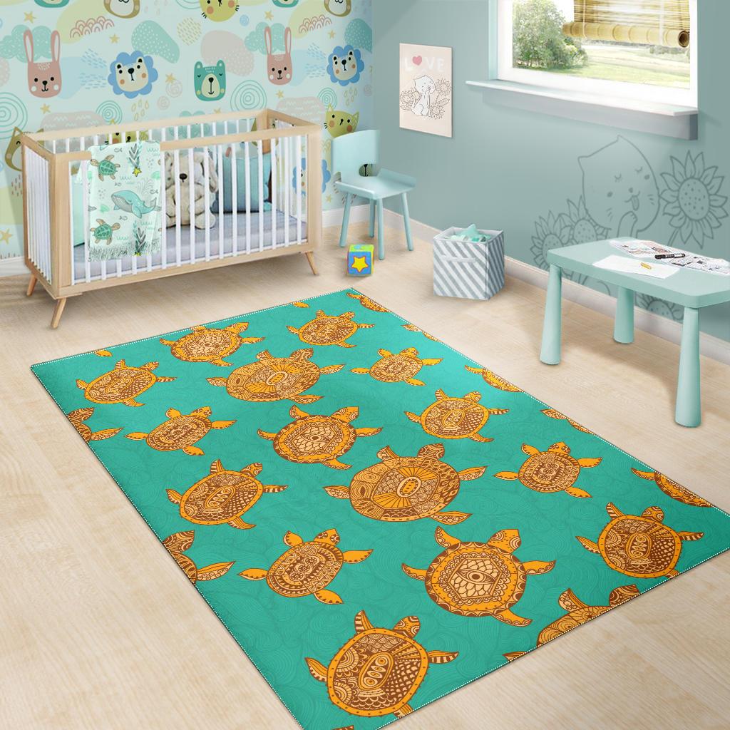 Sea Turtle Tribal Aboriginal Pattern Area Rug