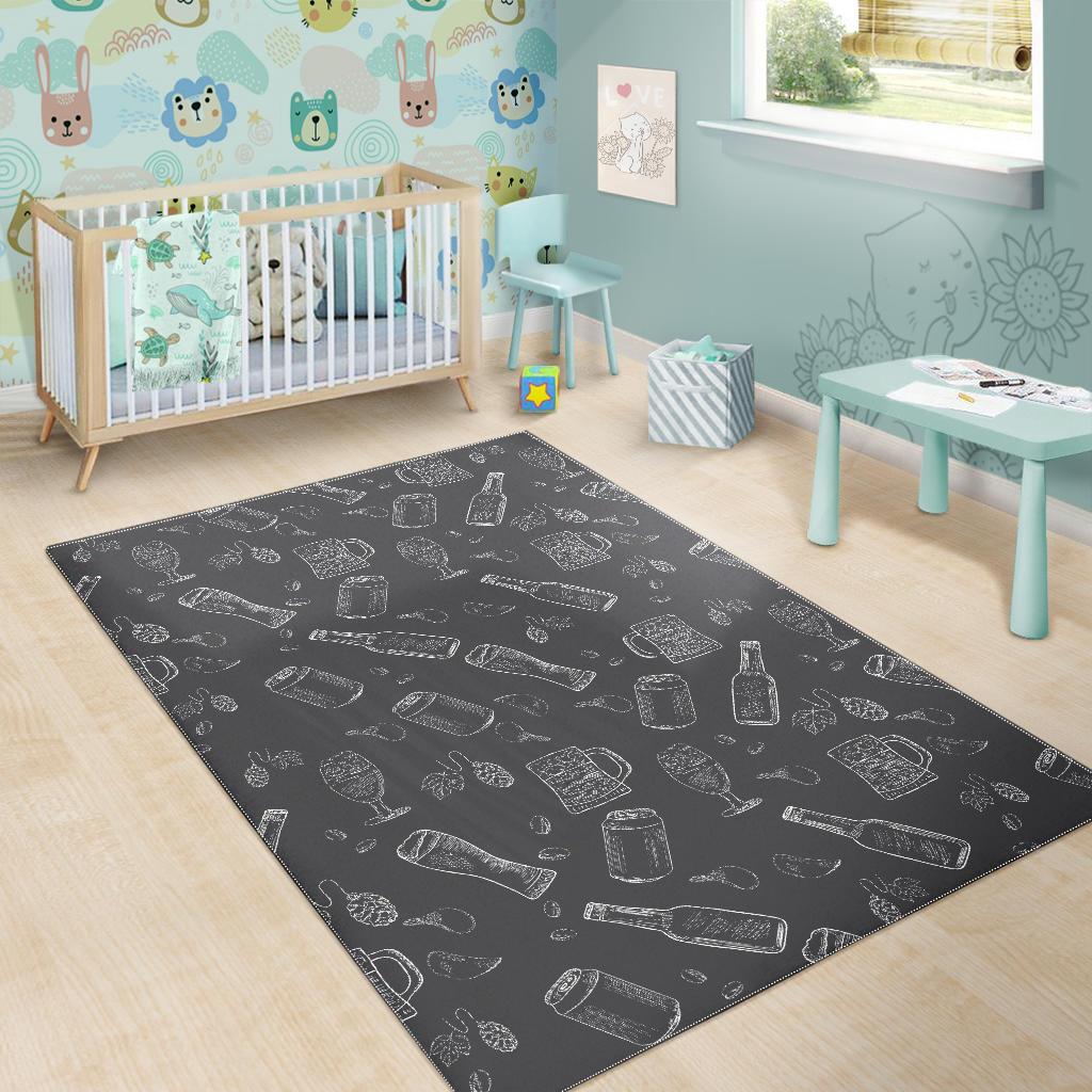 Beer hand drawn pattern Area Rug