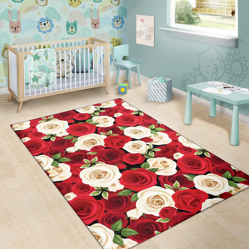 Rose Pattern Print Design RO06 Area Rugs