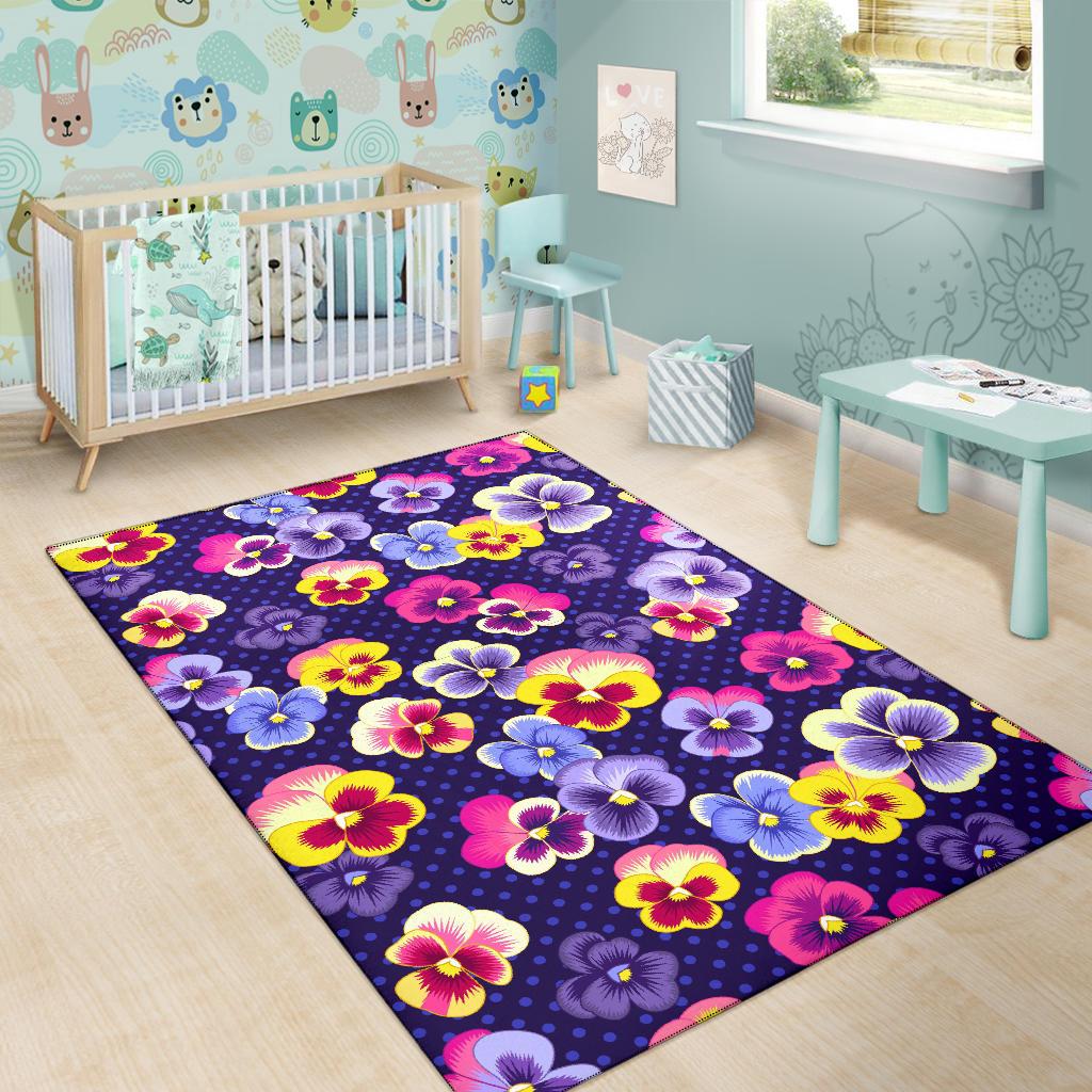 Pansy Pattern Print Design PS04 Area Rugs