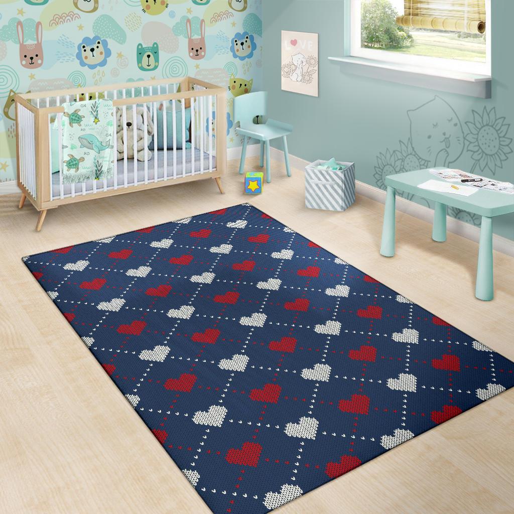 Heart Knit Pattern Print Design HE05 Area Rugs