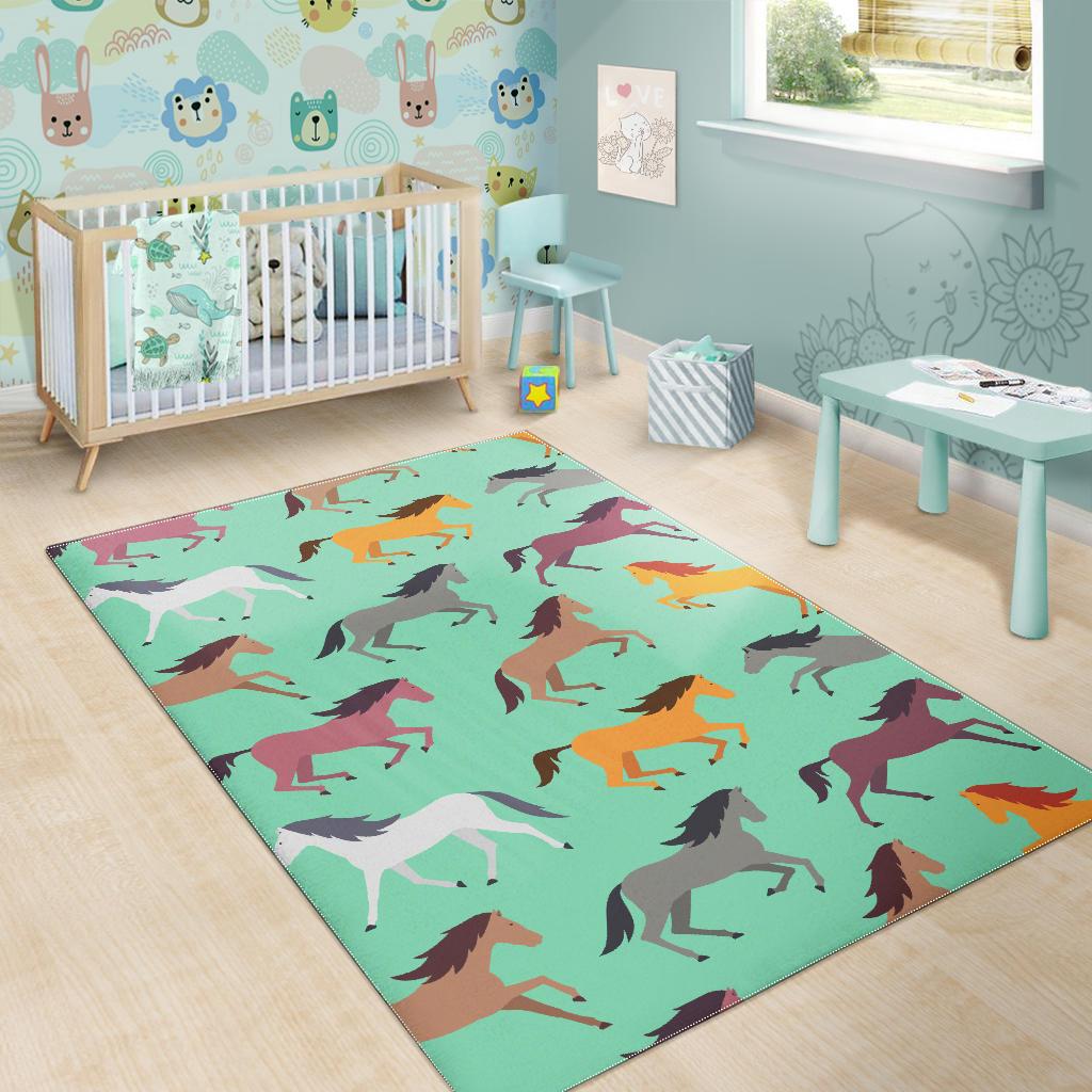 Colorful horses pattern Area Rug