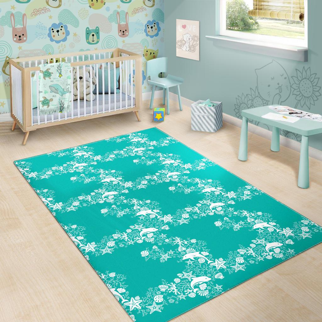 Dolphin Sea Shell Starfish Pattern Area Rug