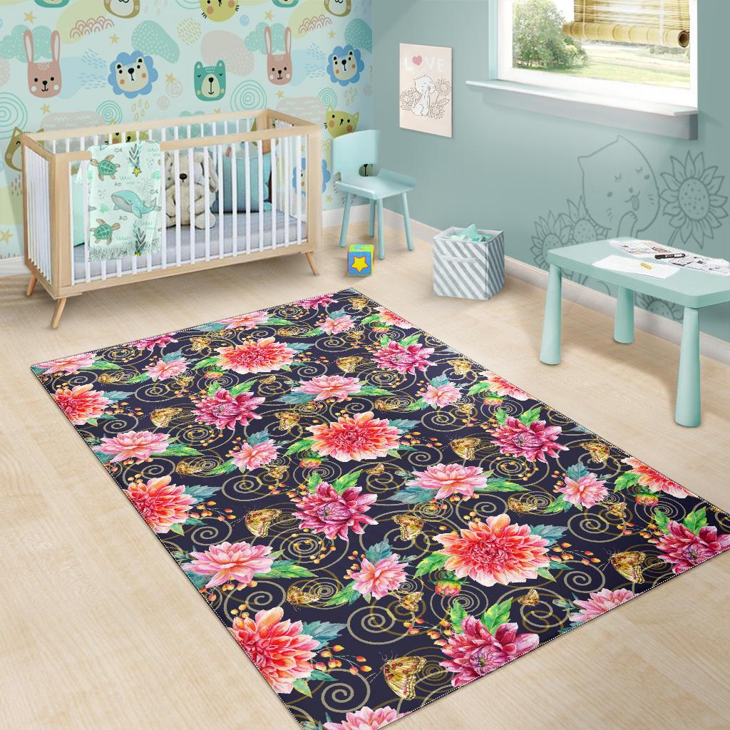 Dahlia Pattern Print Design DH02 Area Rugs