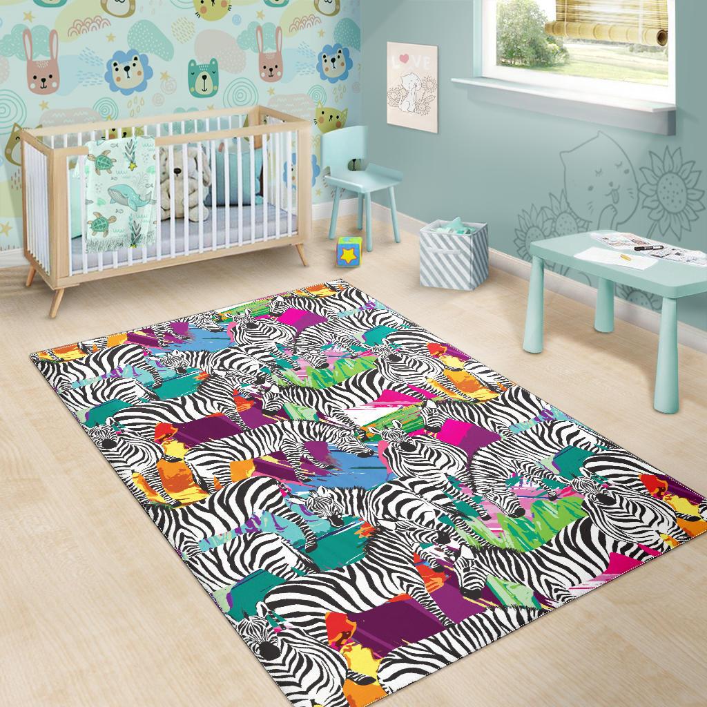 Zebra Colorful Pattern Area Rug