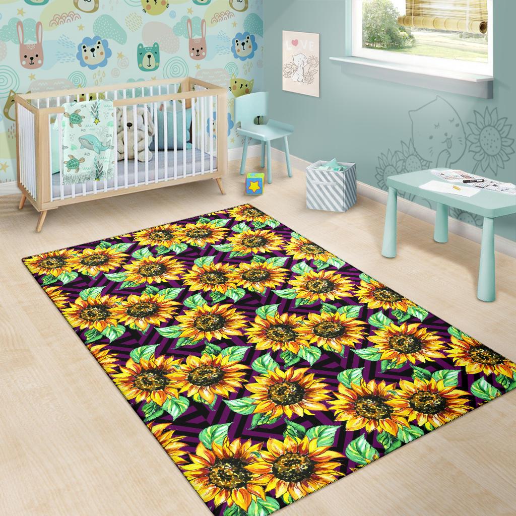 Sunflower Pattern Print Design SF012 Area Rugs