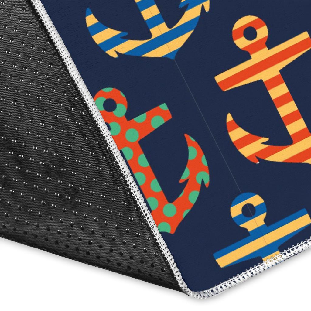 Colorful Anchor Dot Stripe Pattern Area Rug