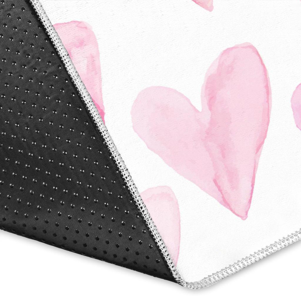 Watercolor pink heart pattern Area Rug