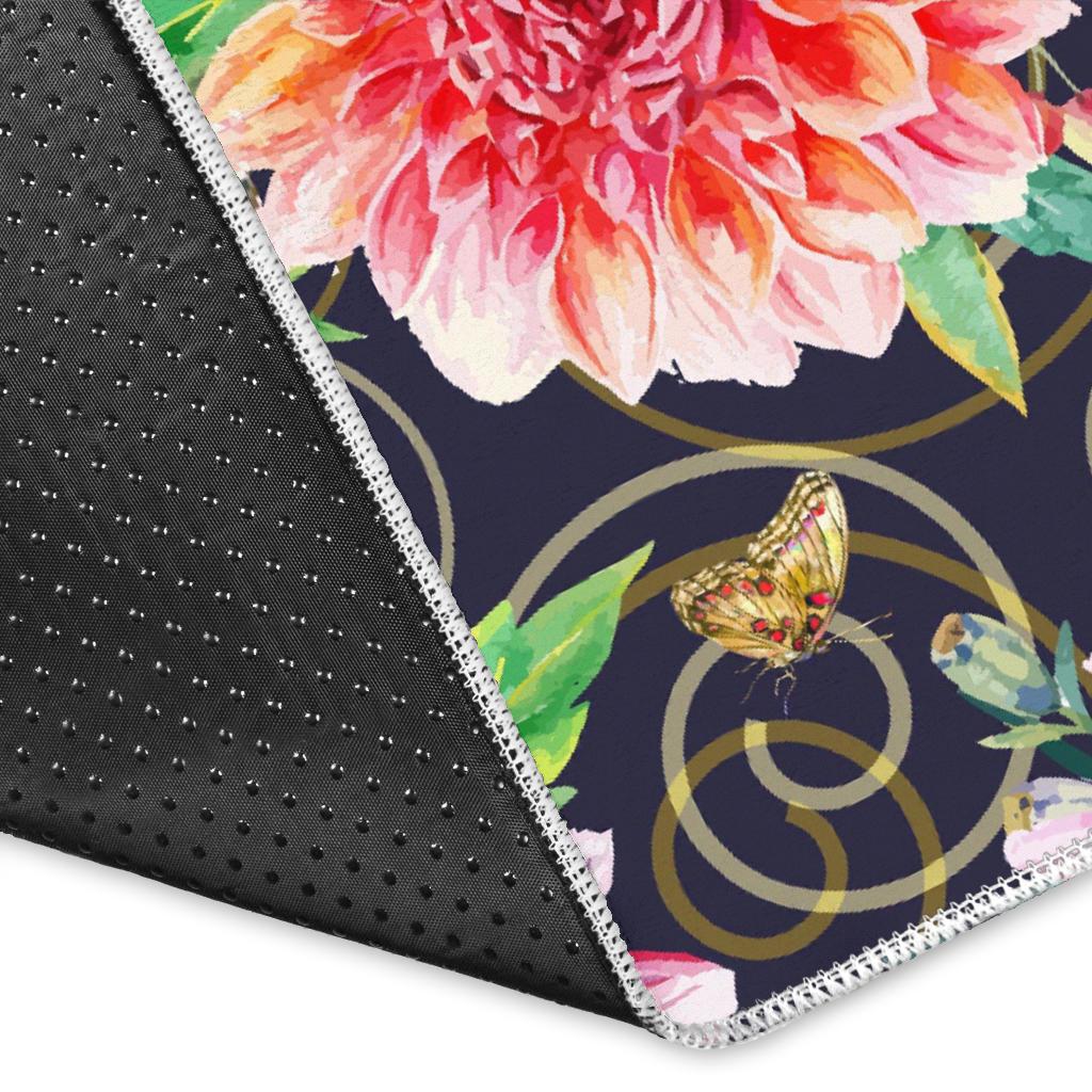 Dahlia Pattern Print Design DH02 Area Rugs