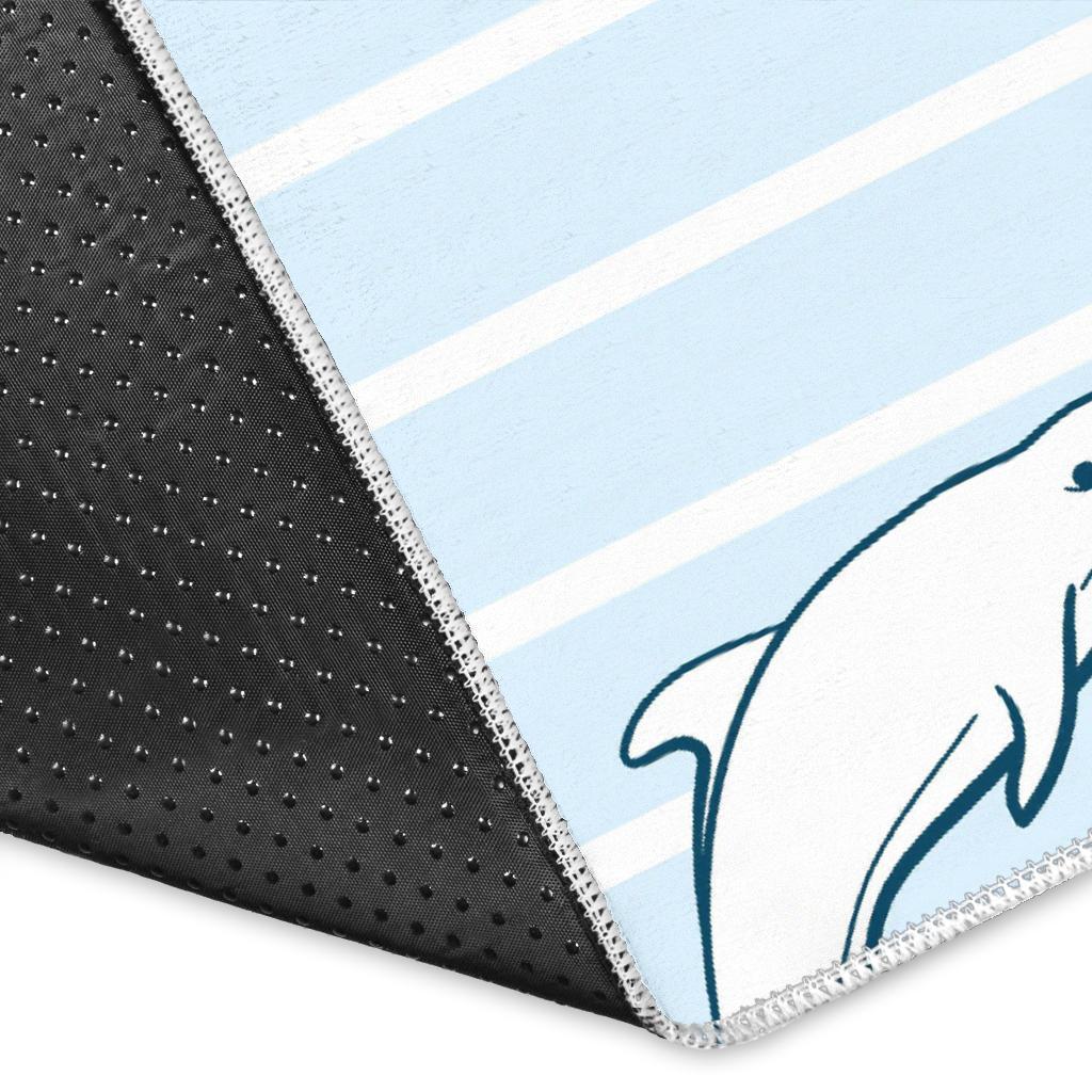 Dolphin blue striped background Area Rug