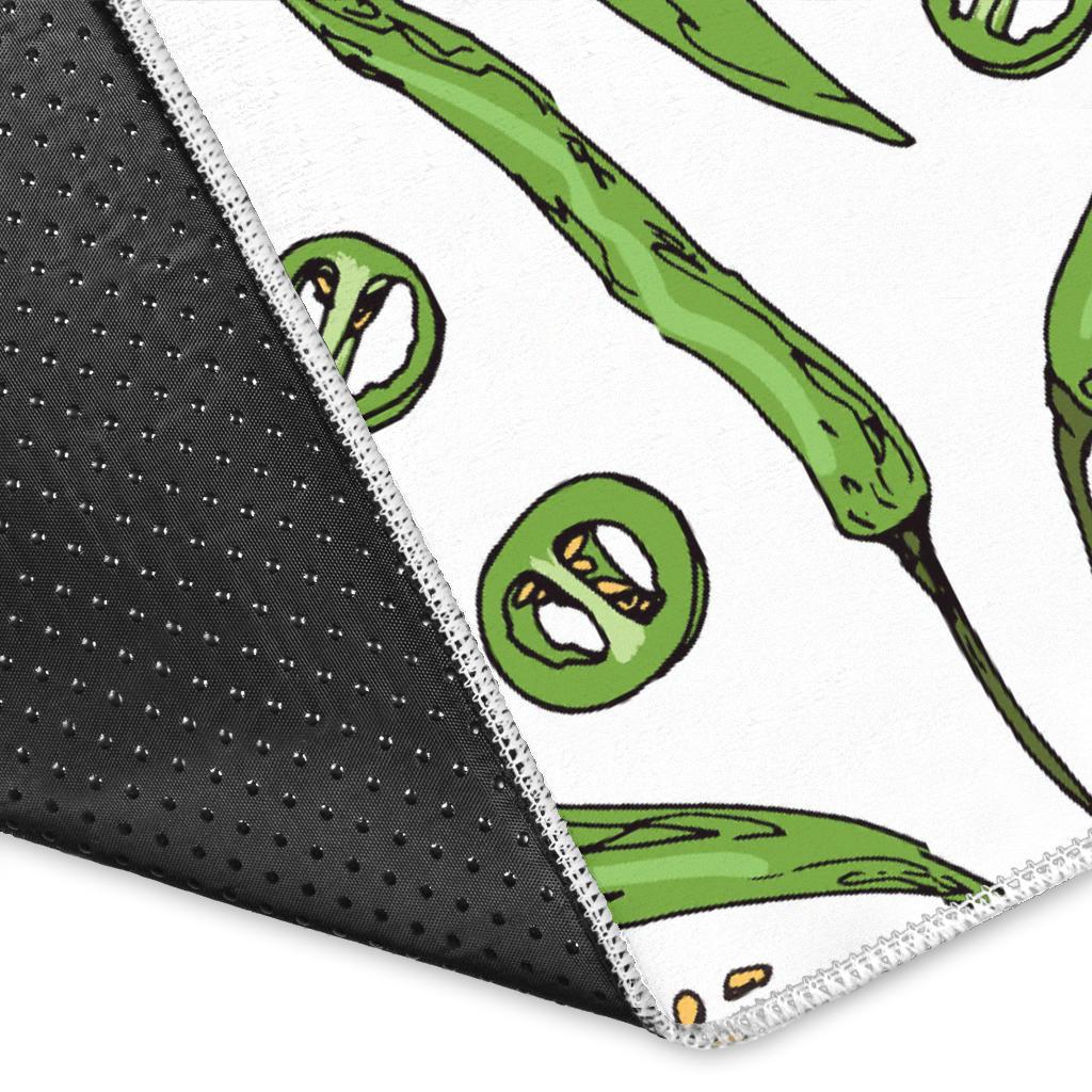 Hand drawn sketch style green Chili peppers pattern Area Rug