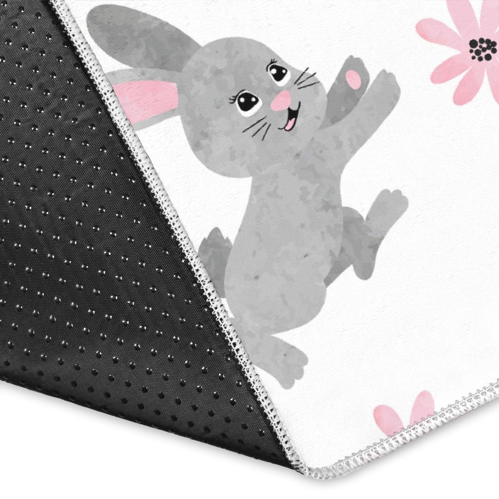Watercolor cute rabbit pattern Area Rug