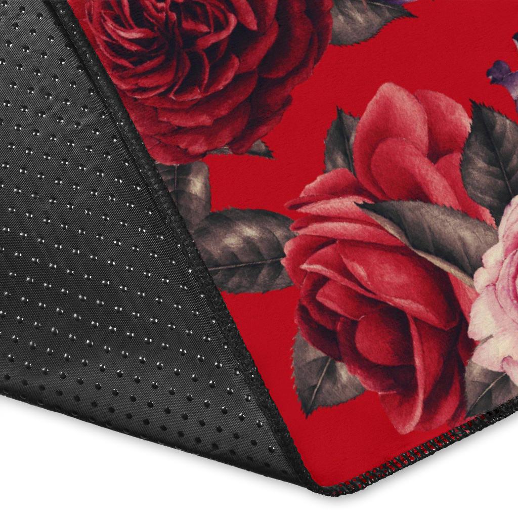 Rose Red Pattern Print Design RO07 Area Rugs