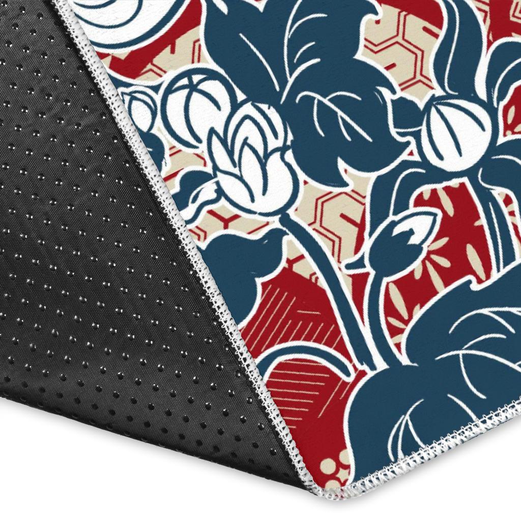 Red Theme Japanese Pattern Area Rug