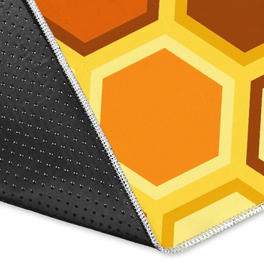 Bee and Honeycomb Pattern Area Rug