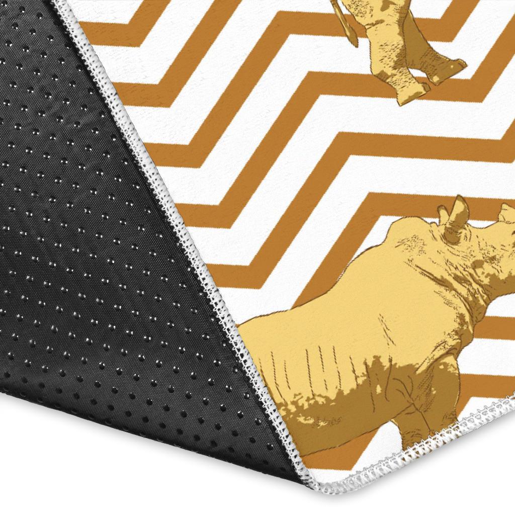 Rhino yellow theme pattern Area Rug