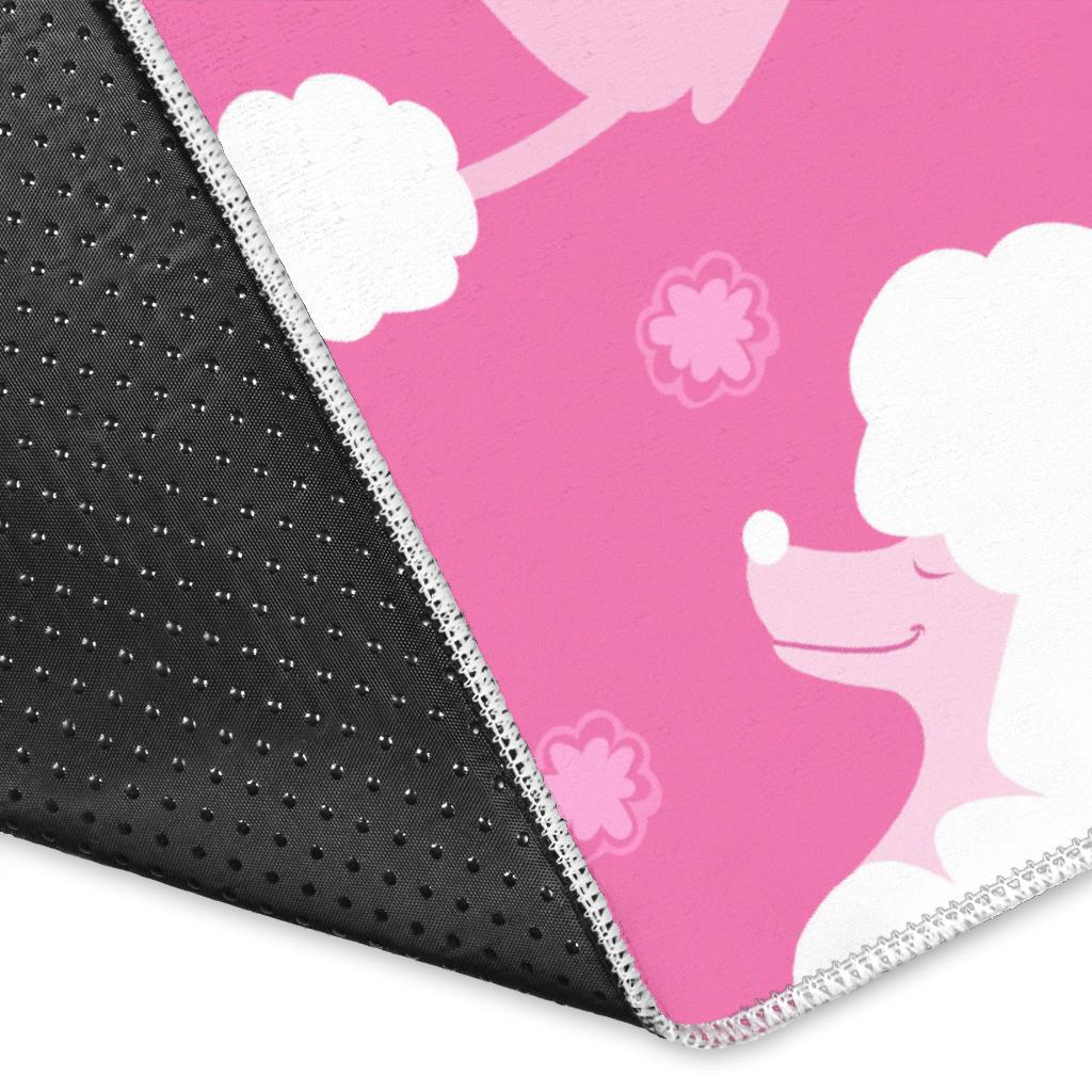 Poodle Pink Theme Pattern Area Rug