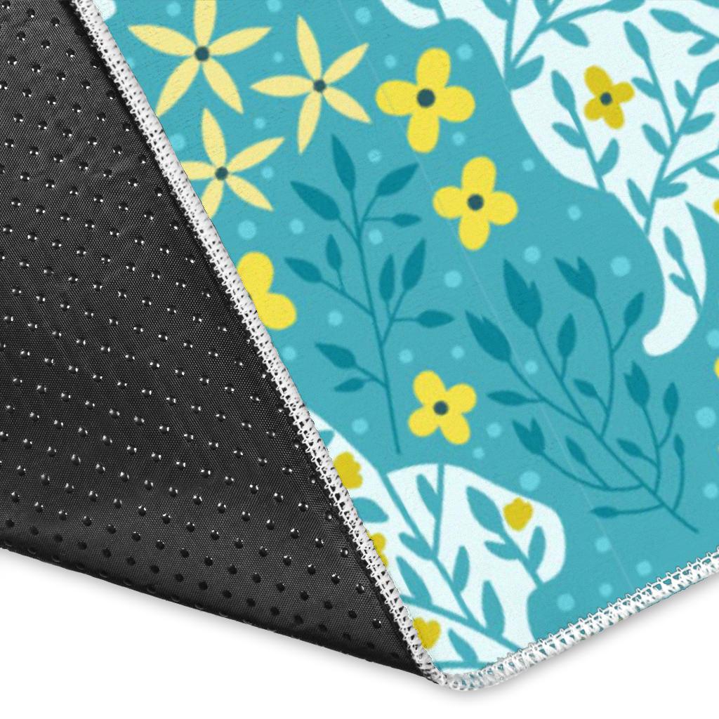 Rabbit Flower Theme Pattern Area Rug