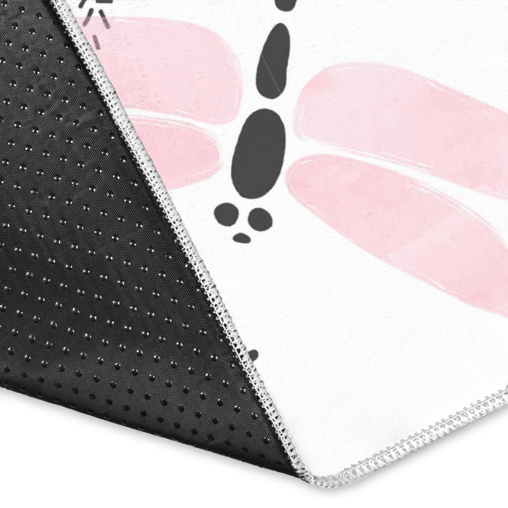 Pink Dragonfly Pattern Area Rug