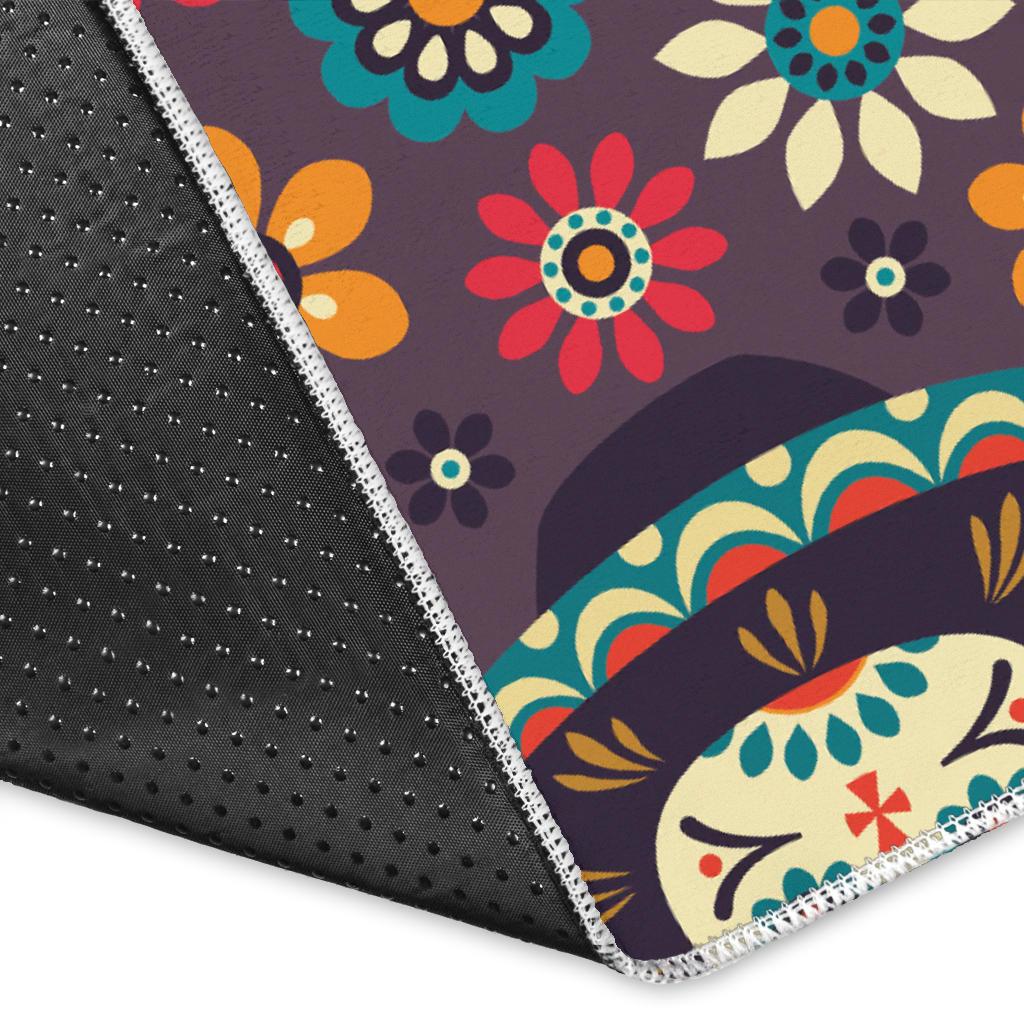 Sugar skulls flower maxican pattern Area Rug