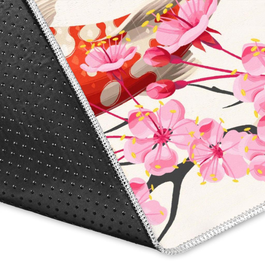 Colorful Koi Fish Carp Fish and Sakura Pattern Area Rug