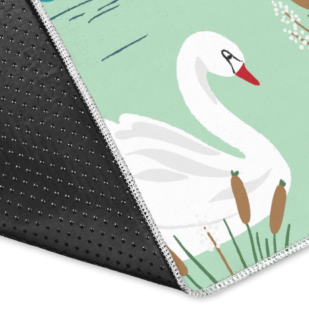 White swan lake pattern Area Rug