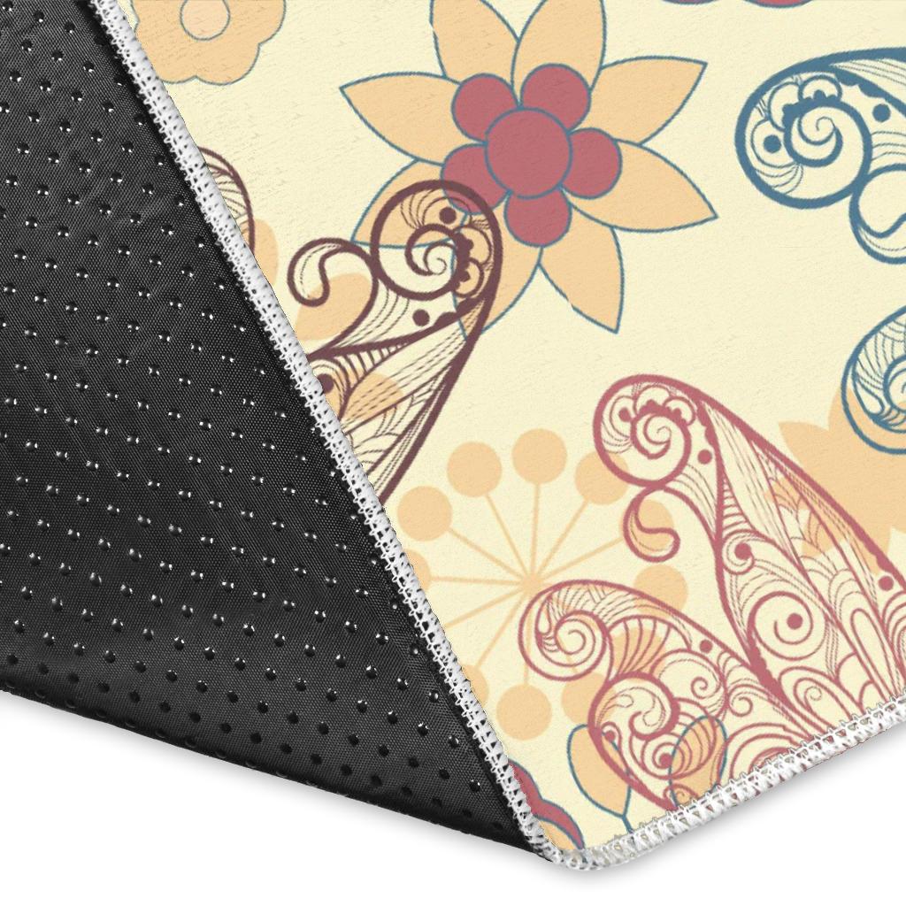Dragonfly Flower Pattern Area Rug