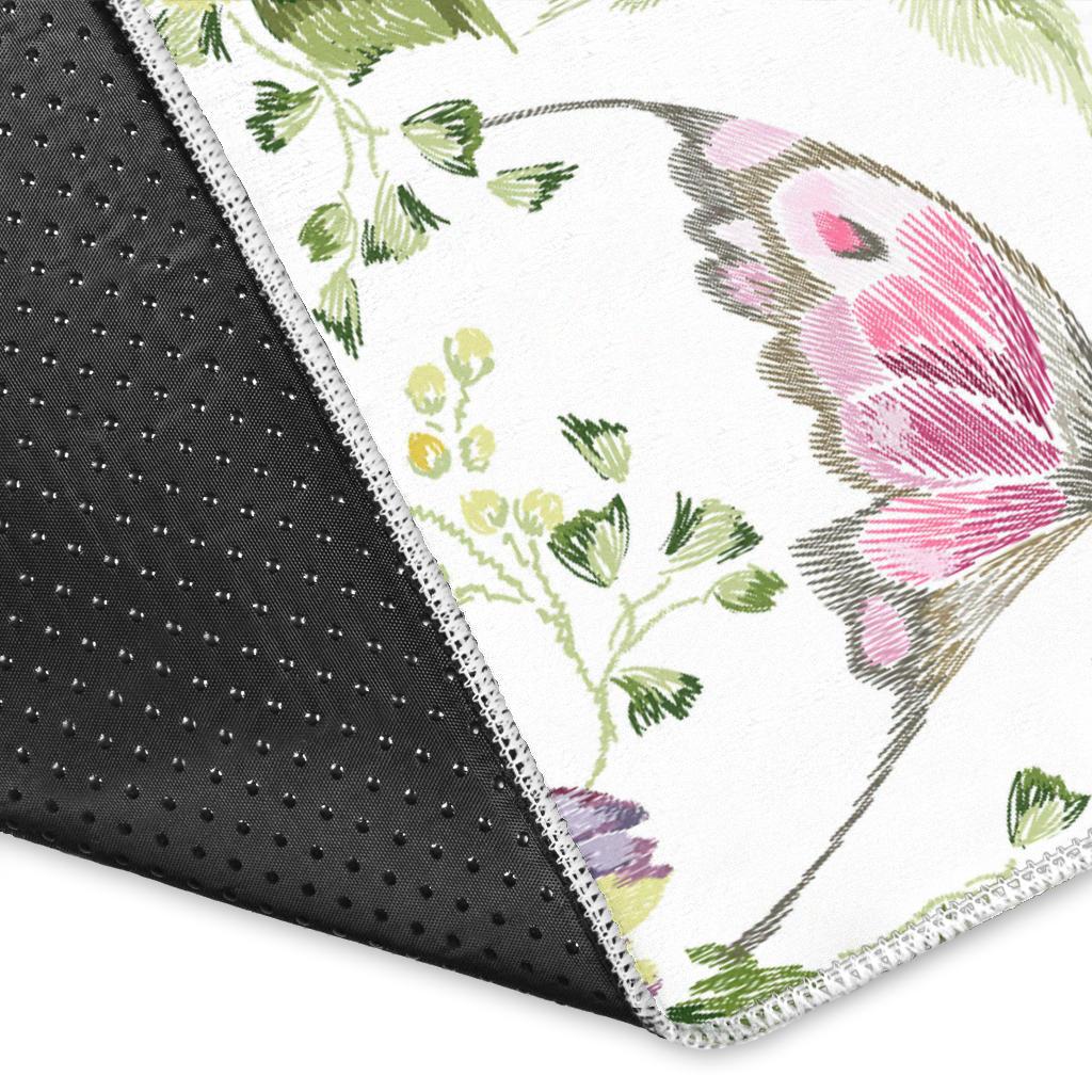 Hand drawn butterfly rose Area Rug