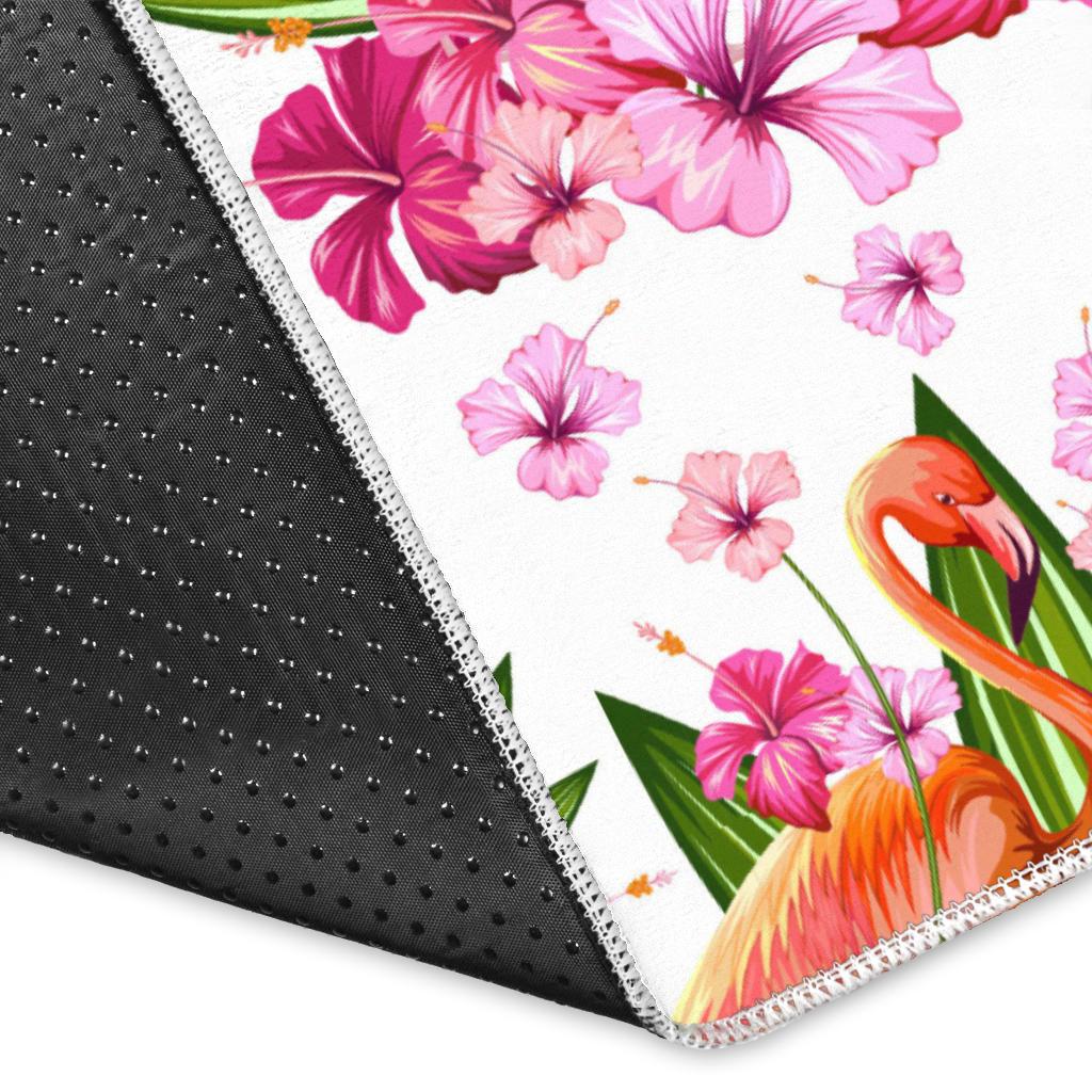 Flamingo Pink Hibiscus Pattern Area Rug