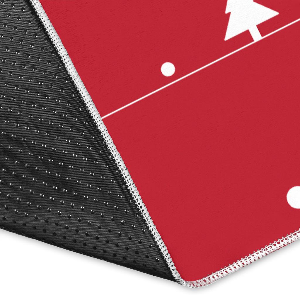 Christmas tree star snow red background Area Rug