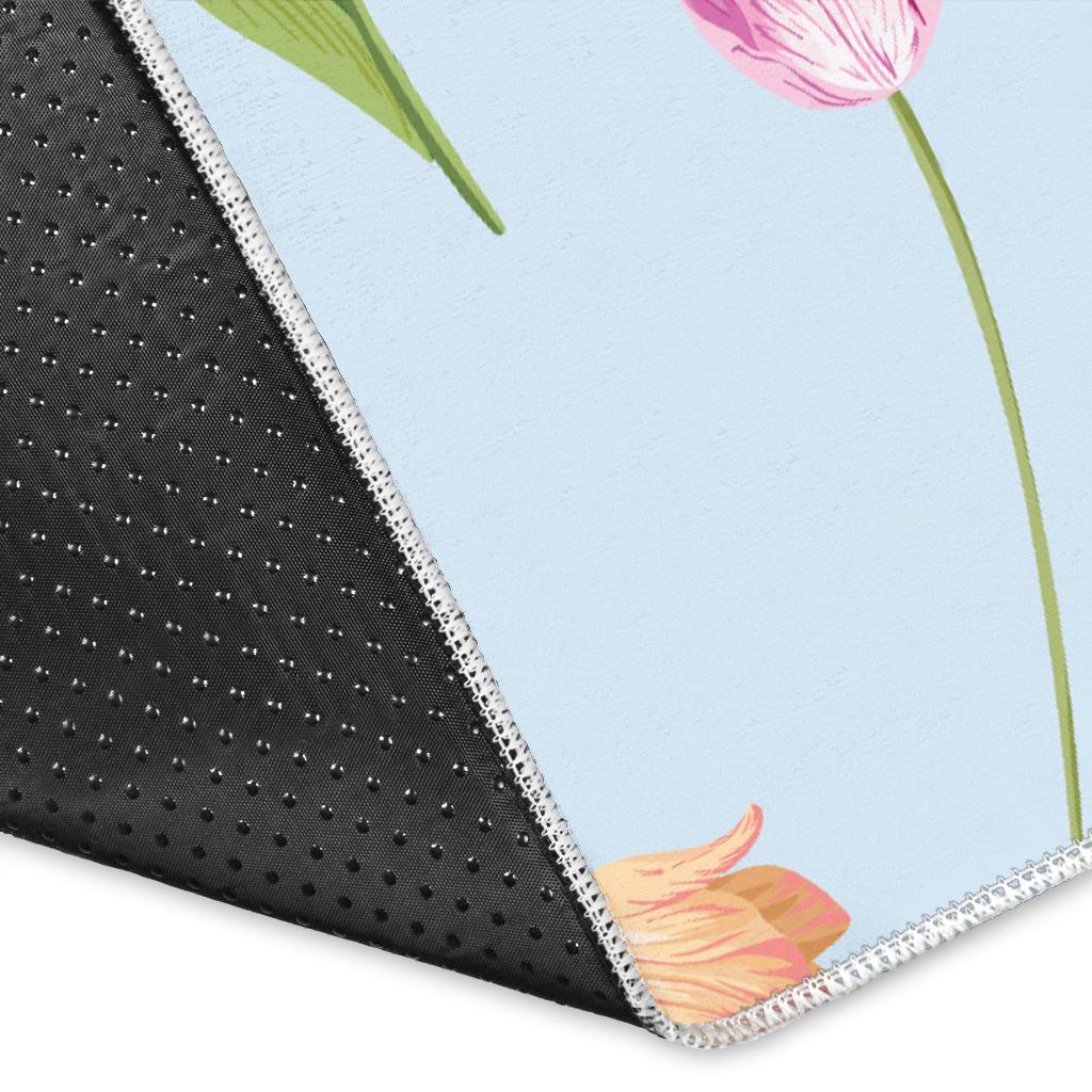 Watercolor Tulips pattern Area Rug