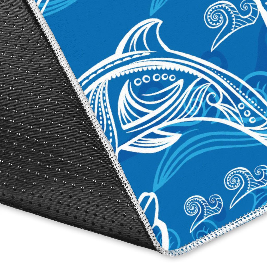 Dolphin Tribal Blue Pattern  Area Rug