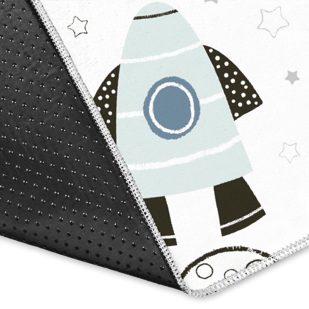 Hand drawn space elements space rocket star planet space probe Area Rug