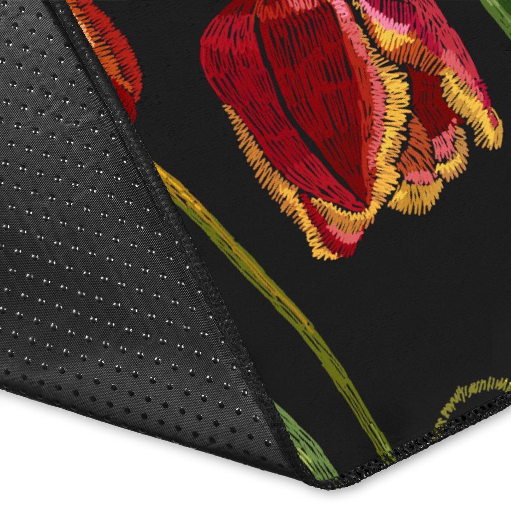 Tulip Embroidered Pattern Print Design TP01 Area Rugs