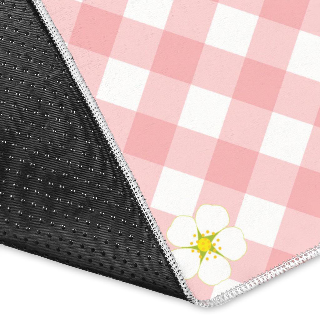 Strawberry Pattern Stripe Background Area Rug