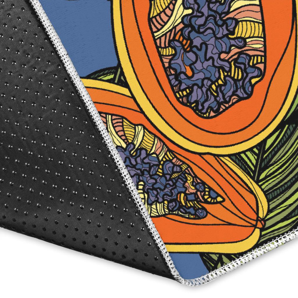 Colorful papaya tropical leaves Area Rug