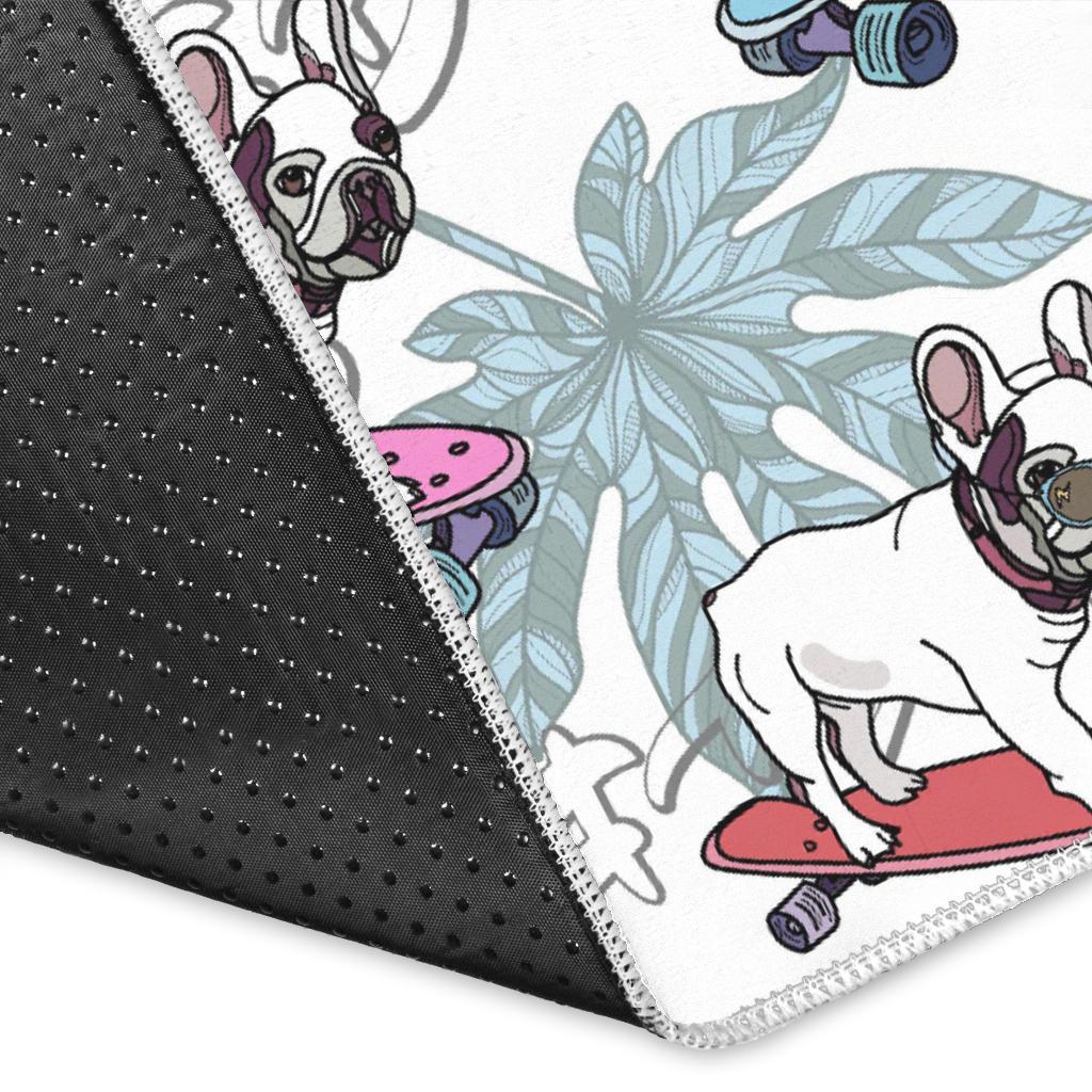 French Bulldog Skating Pattern Area Rug