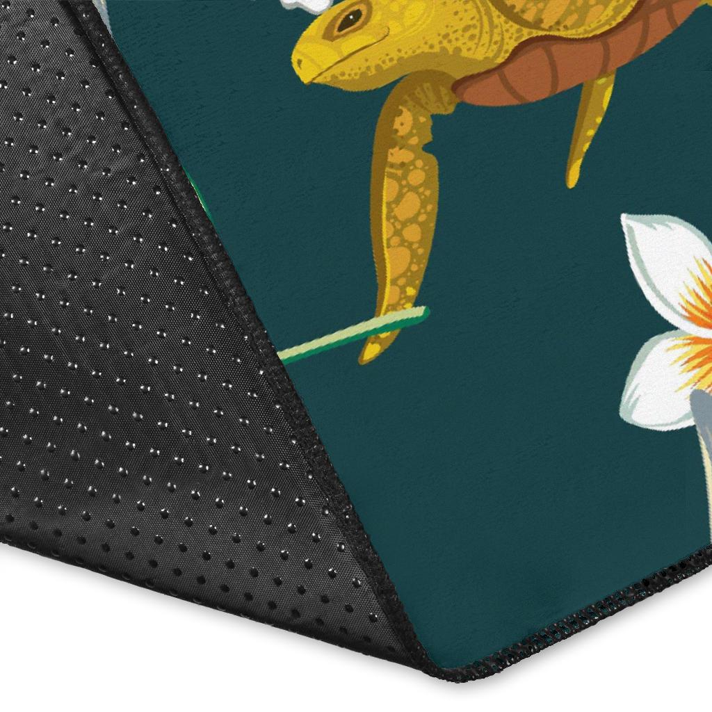 Hawaiian Flower Design with SeaTurtle Print Area Rugs
