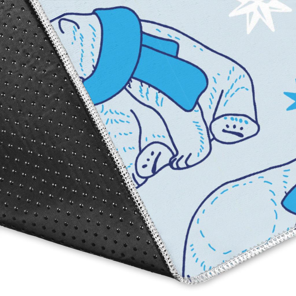Polar Bear Pattern Blue Background Area Rug