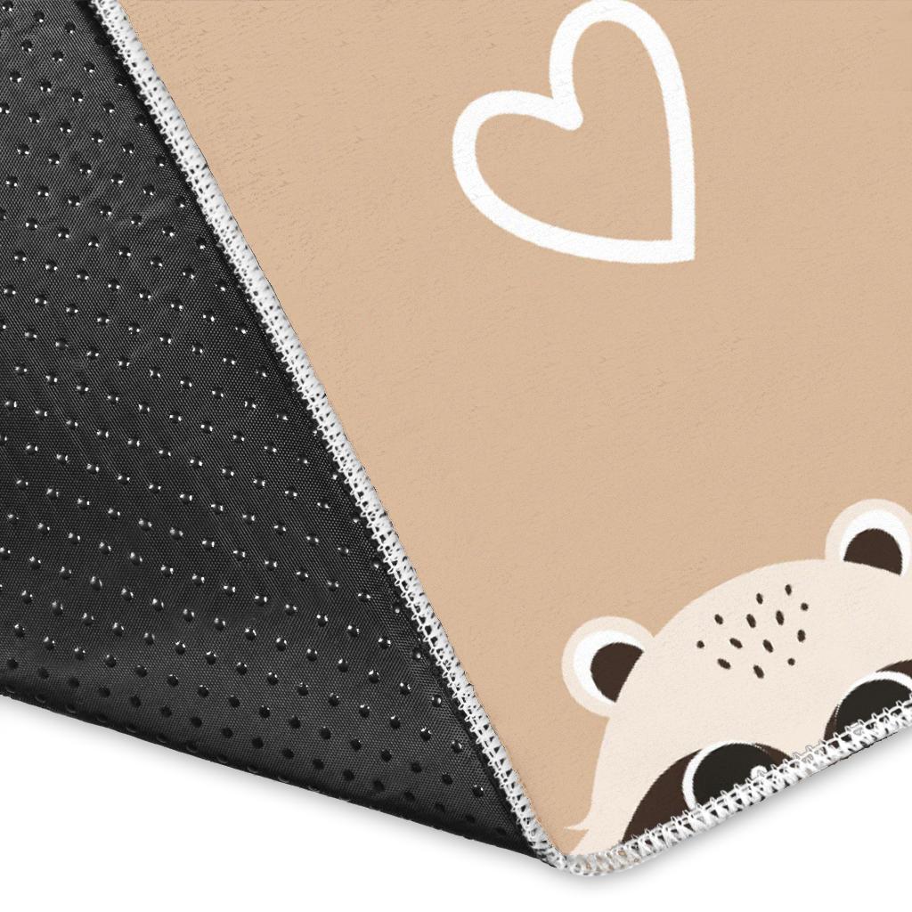 Cute raccoon heart pattern Area Rug
