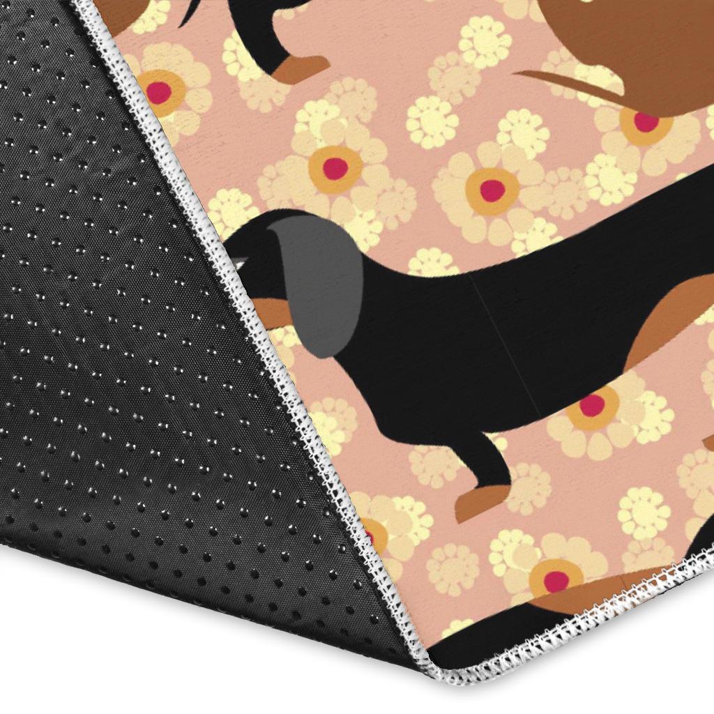 Dachshund floral background Area Rug