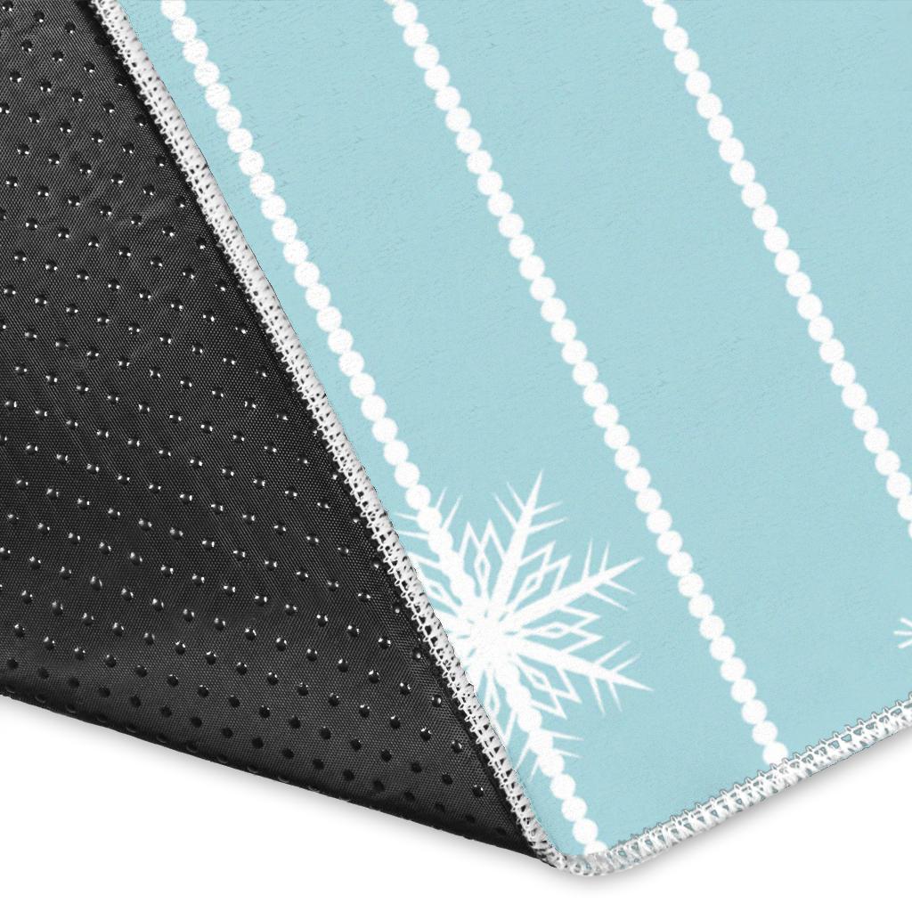 Snowflake pattern blue stripe background Area Rug